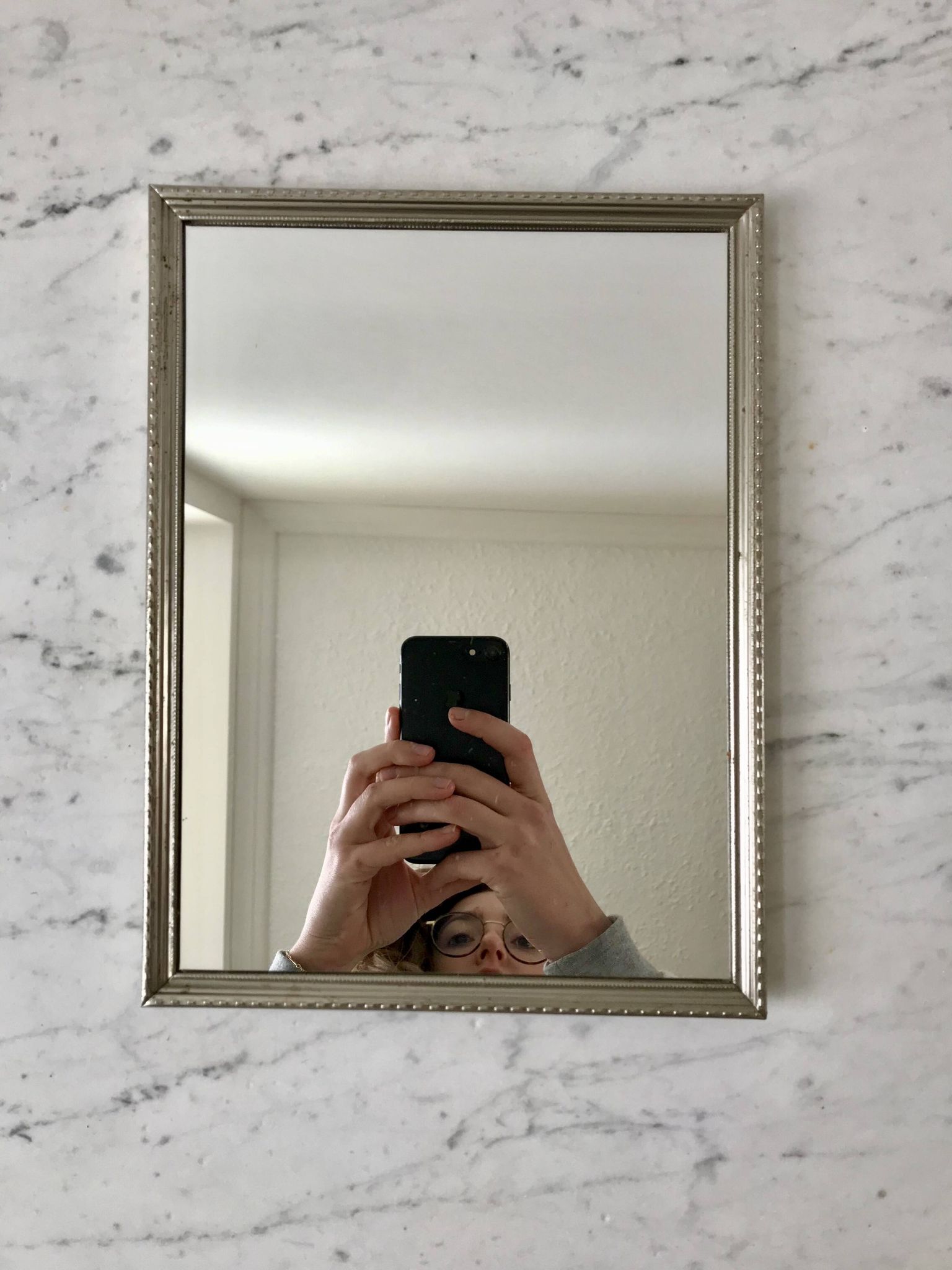 miroir en acier chromé années 40-50