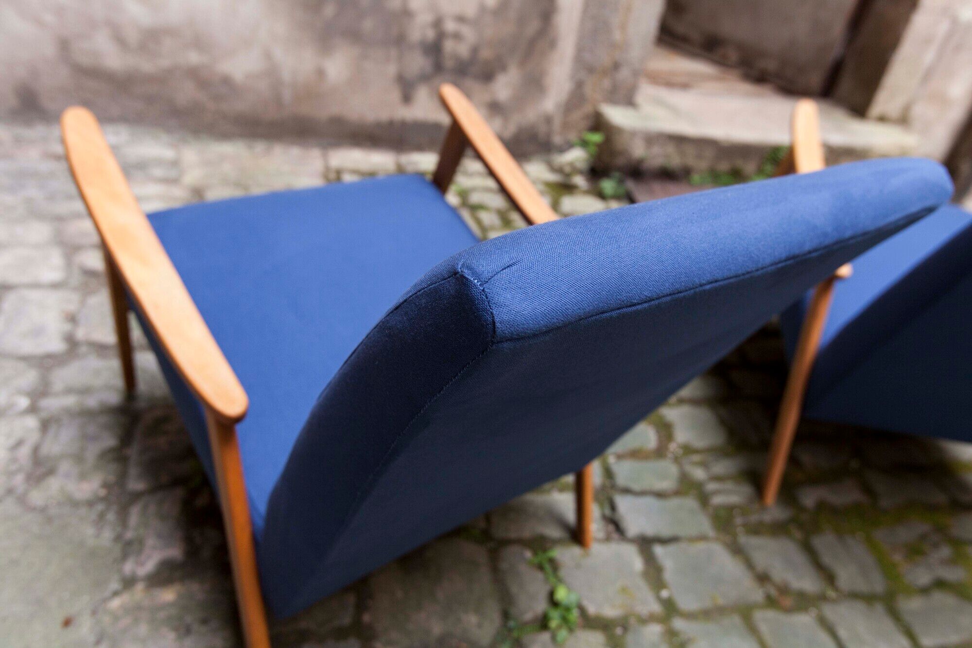 Pair of Scandinavian armchairs from the 60s new fabrics and foam
