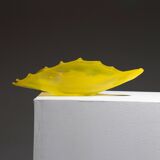 Yellow murano glass shell bowl, luigi mellara, 1970s