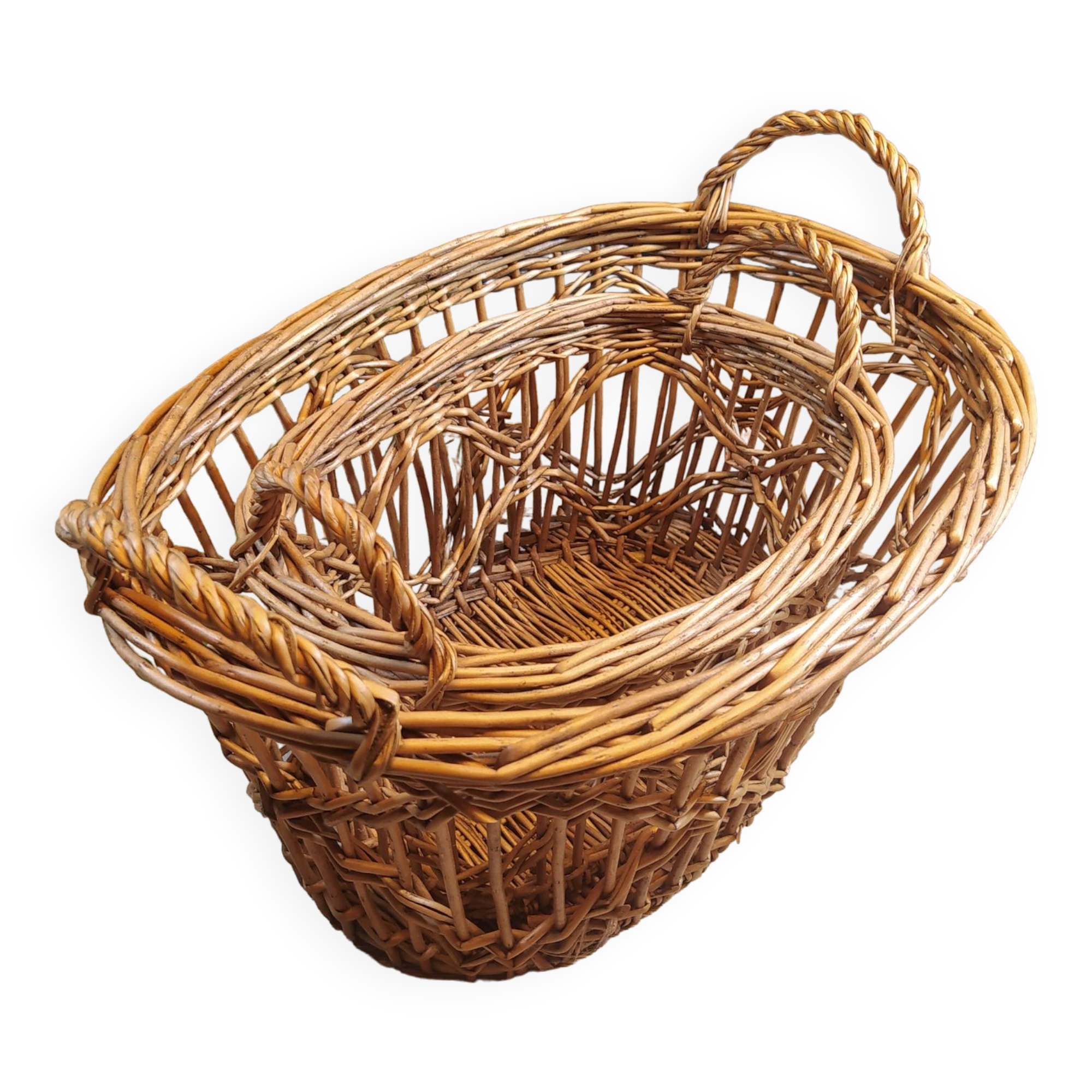 Panières gigognes en osier tressé vintage