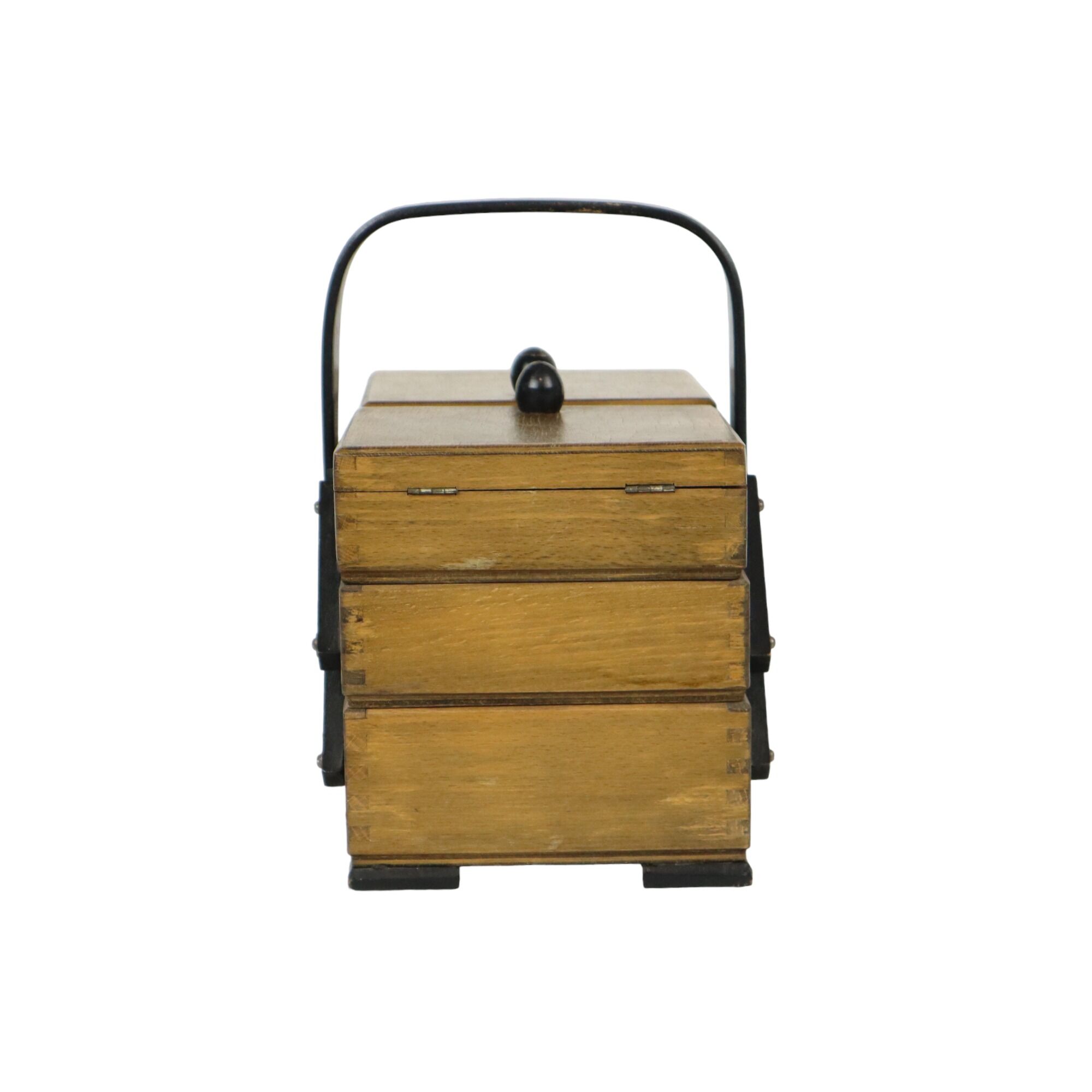 Vintage beech wood sewing box