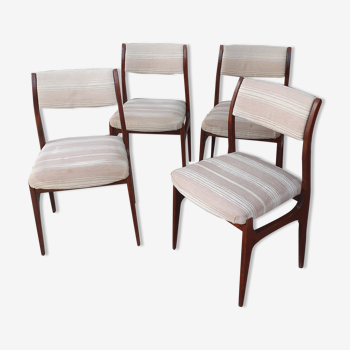 Set de 4 chaises de table teck et tissu