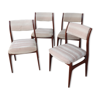 4 teak table chairs and fabric