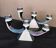 Pair of 3-branch candlesticks in iridescent two-tone ceramic from the 60s