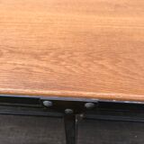 Vintage steel workshop table and oak top