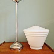Art Deco pendant lamp in conical white opaline, 1920s-30s