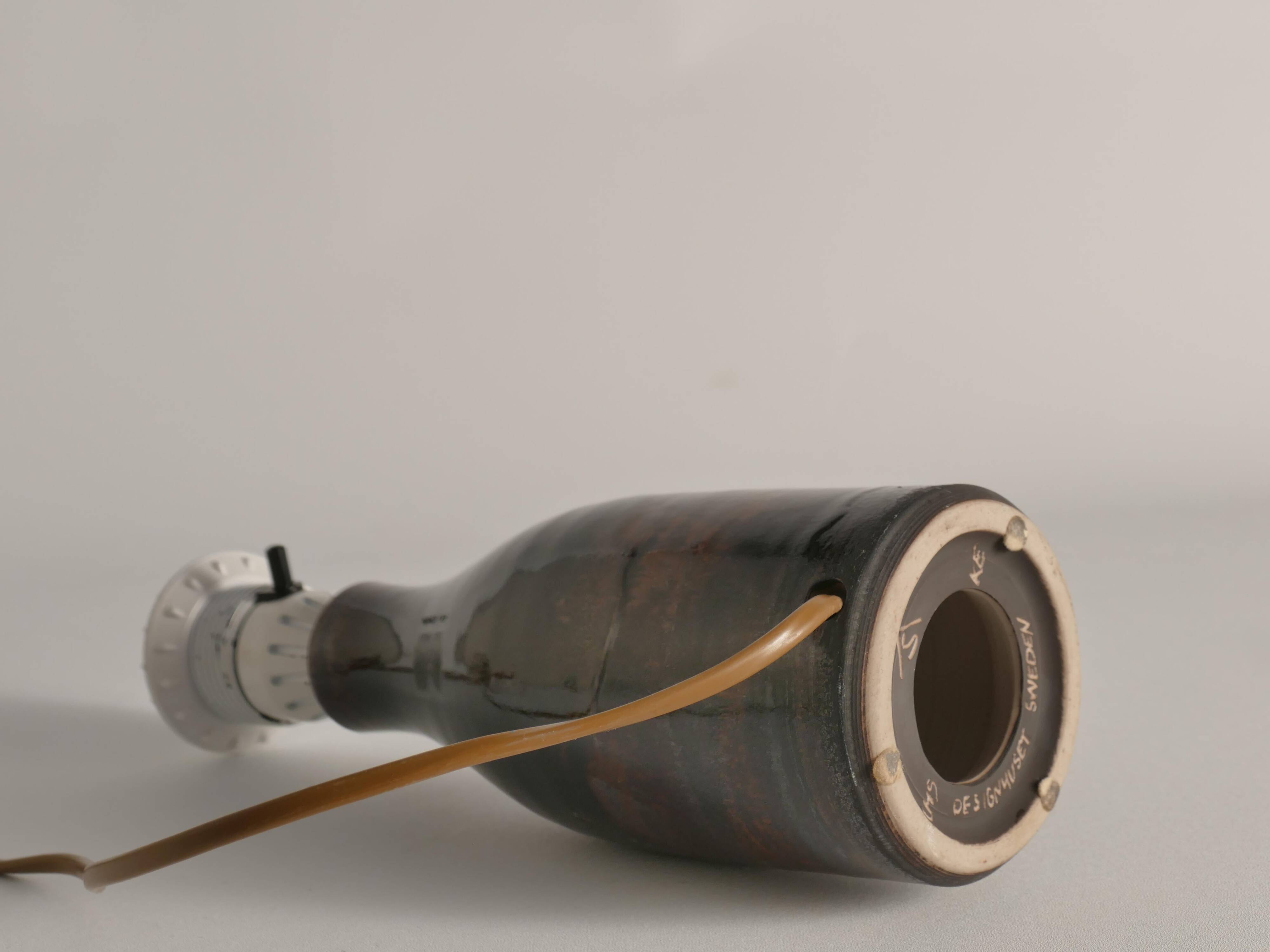 Brown Stoneware Table Lamp by Carl-Harry Stålhane, Designhuset, Sweden 1960s