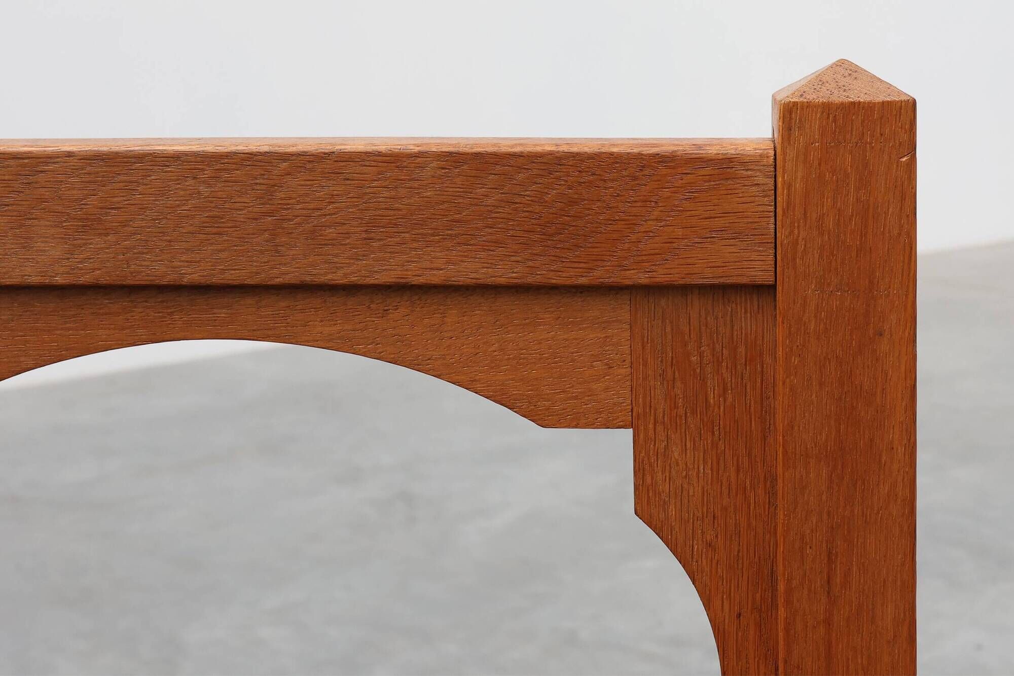 Art Deco Oak Corner Chair with Cut‑Out Backrest and Rush Seat, Belgium, cir