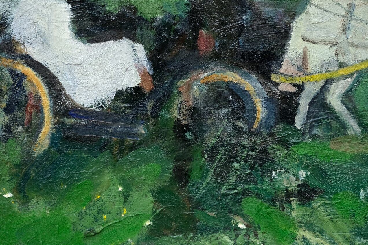 Peinture moderne suédoise 1973 huile sur panneau Ove Olson (1903-1975)