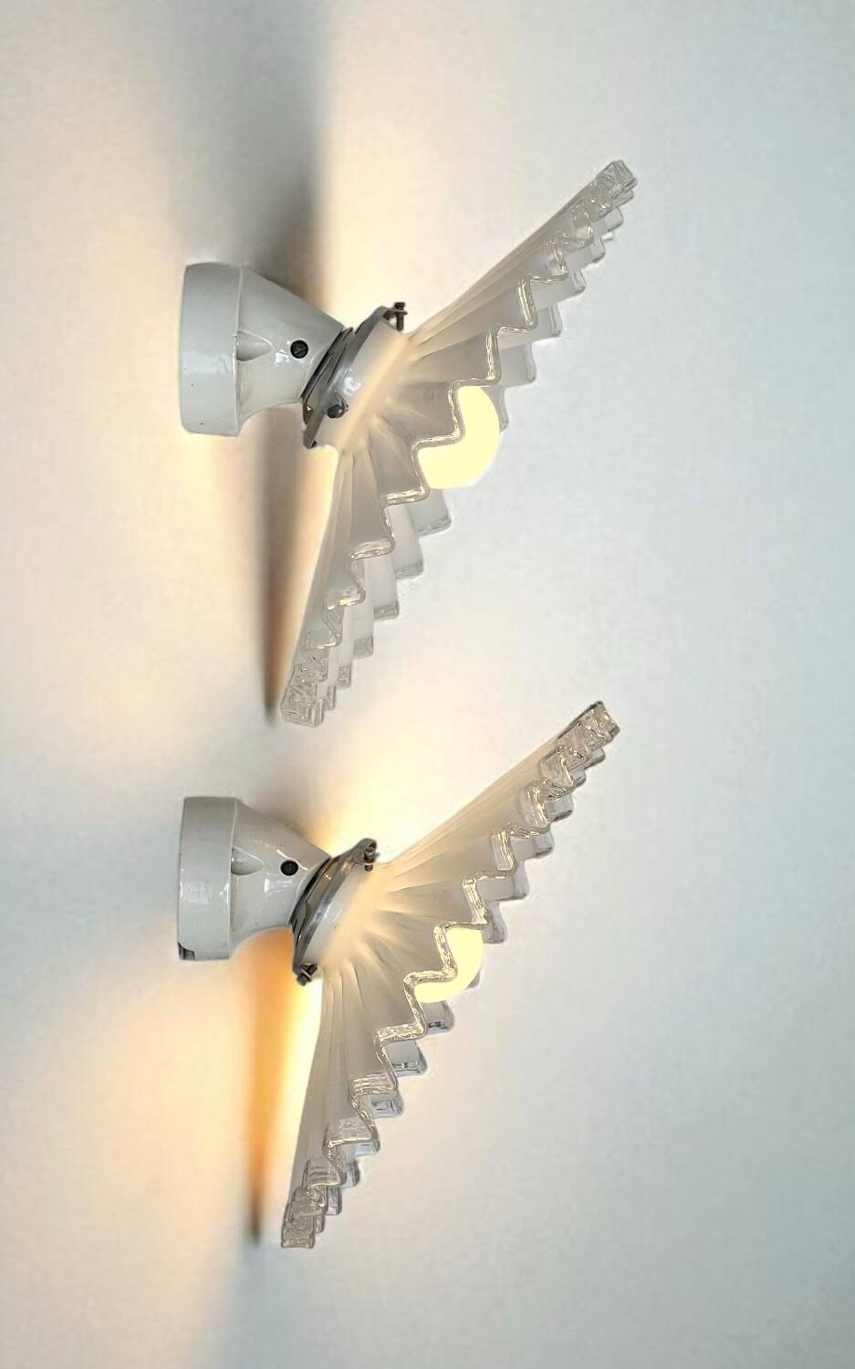 Pair of opaline and porcelain sconces