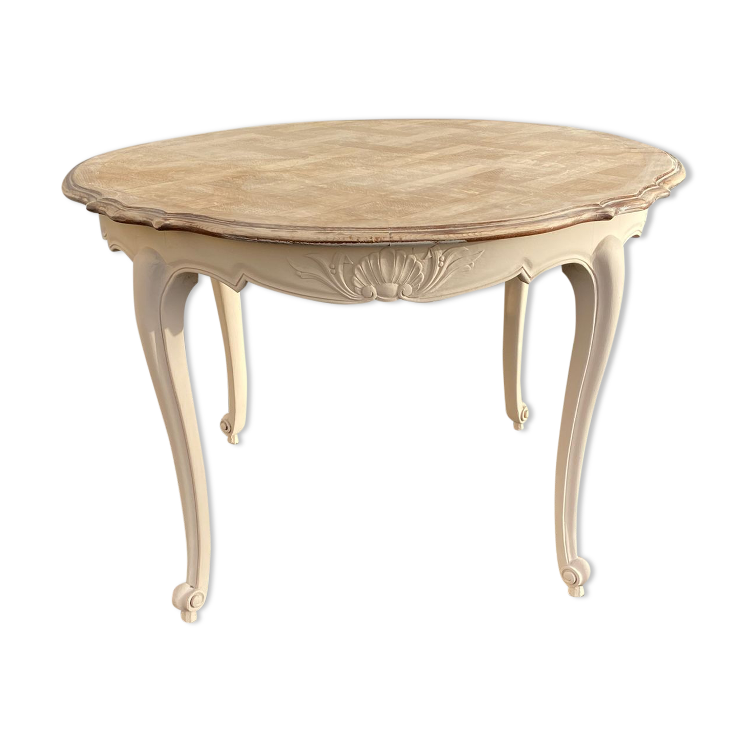 Table Louis XV repainted cream color