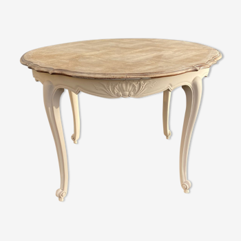 Table Louis XV repainted cream color