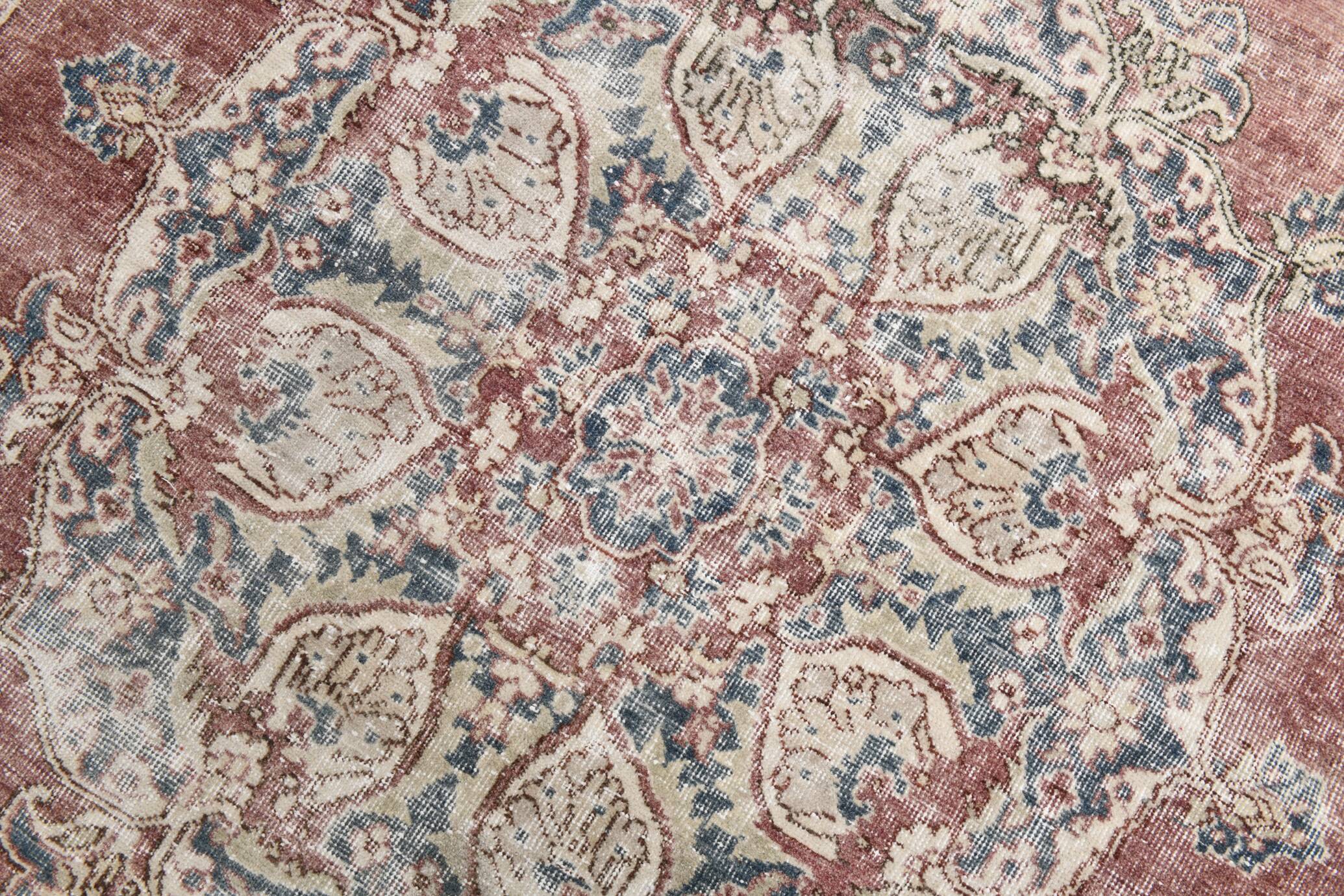 7x11 Vintage Soft Red & Blue Vintage Area Rug, 205x344 Cm