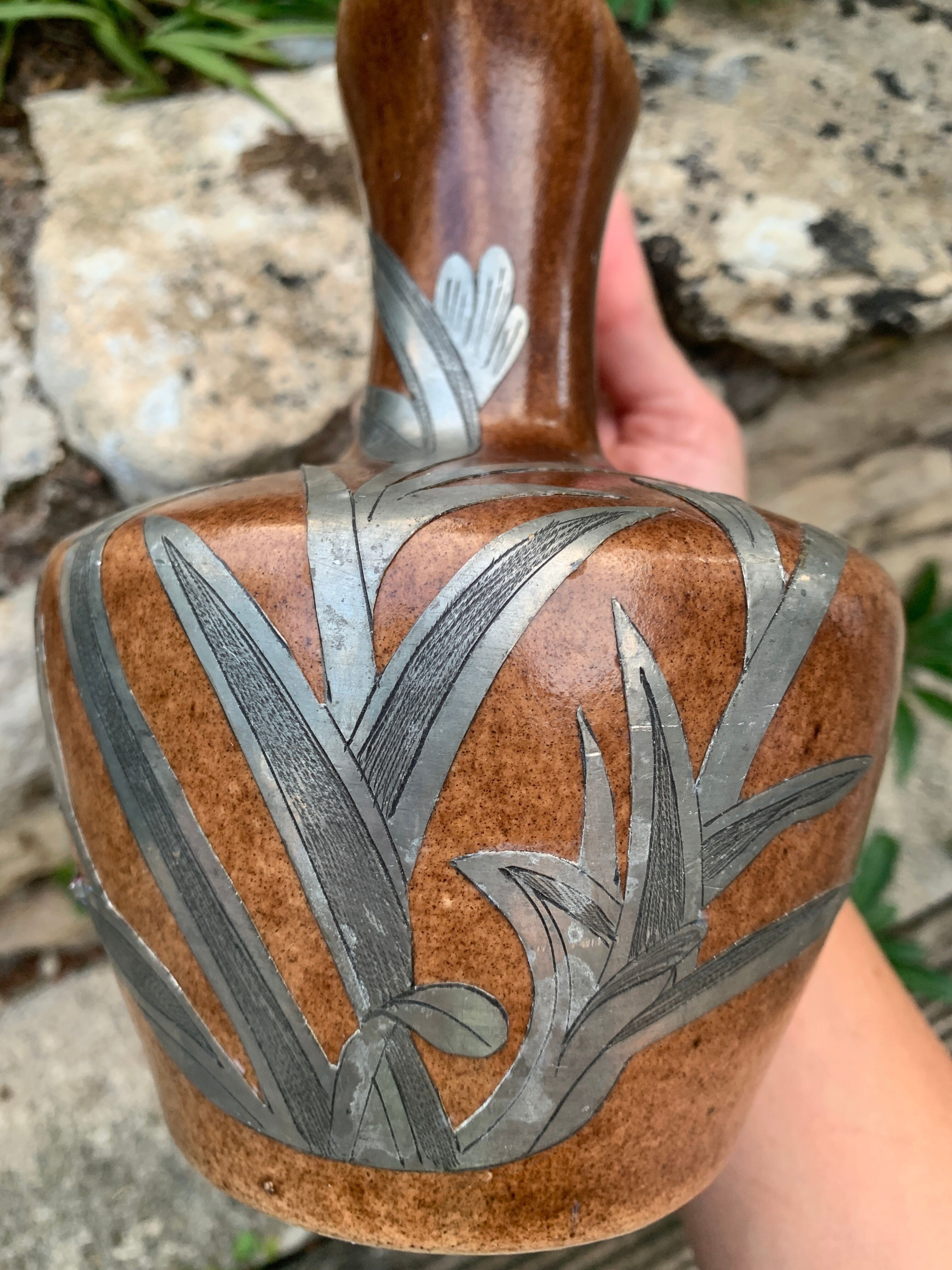 Pitcher in ceramic and tin from Savoy