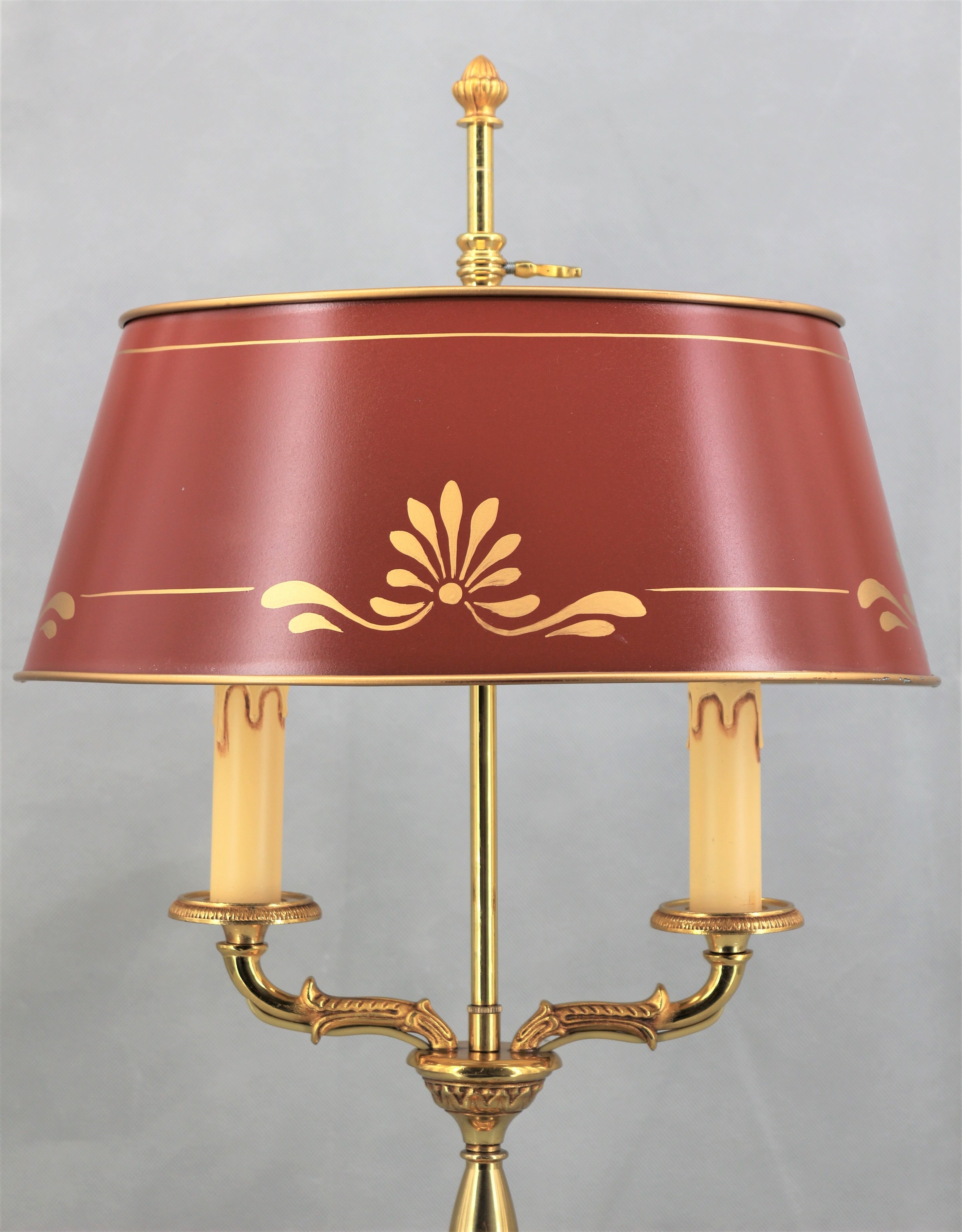Empire style lamp two lights with oval lacquered lampshade "lucien gau"