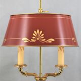 Empire style lamp two lights with oval lacquered lampshade "lucien gau"
