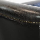 Black grained cowhide leather armchair