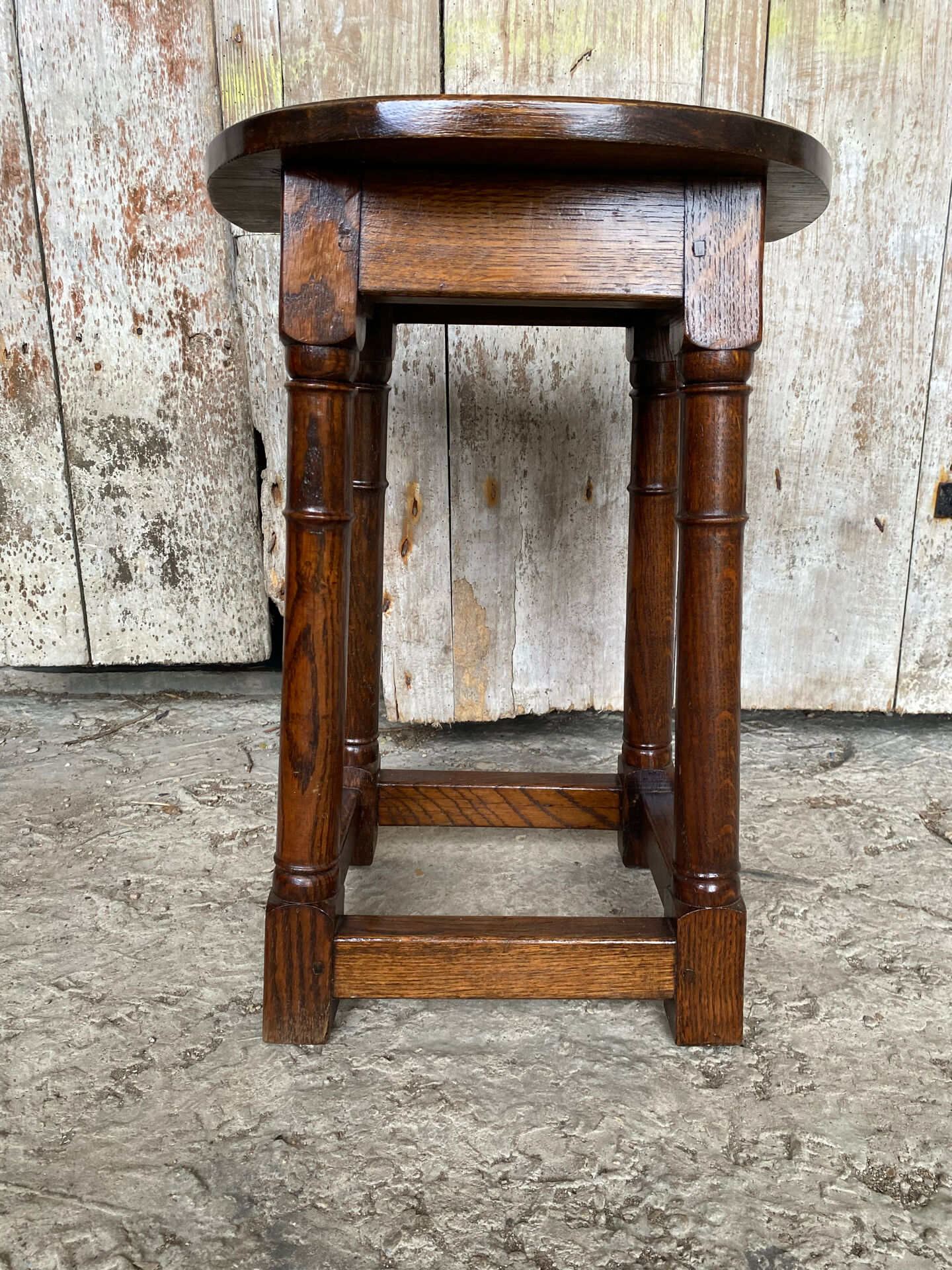 Escabelle Choir Stool Antique Solid Oak Half-Moon 19th Century Wine