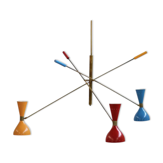 50's style Italian pendulum chandelier with 3 adjustable arms