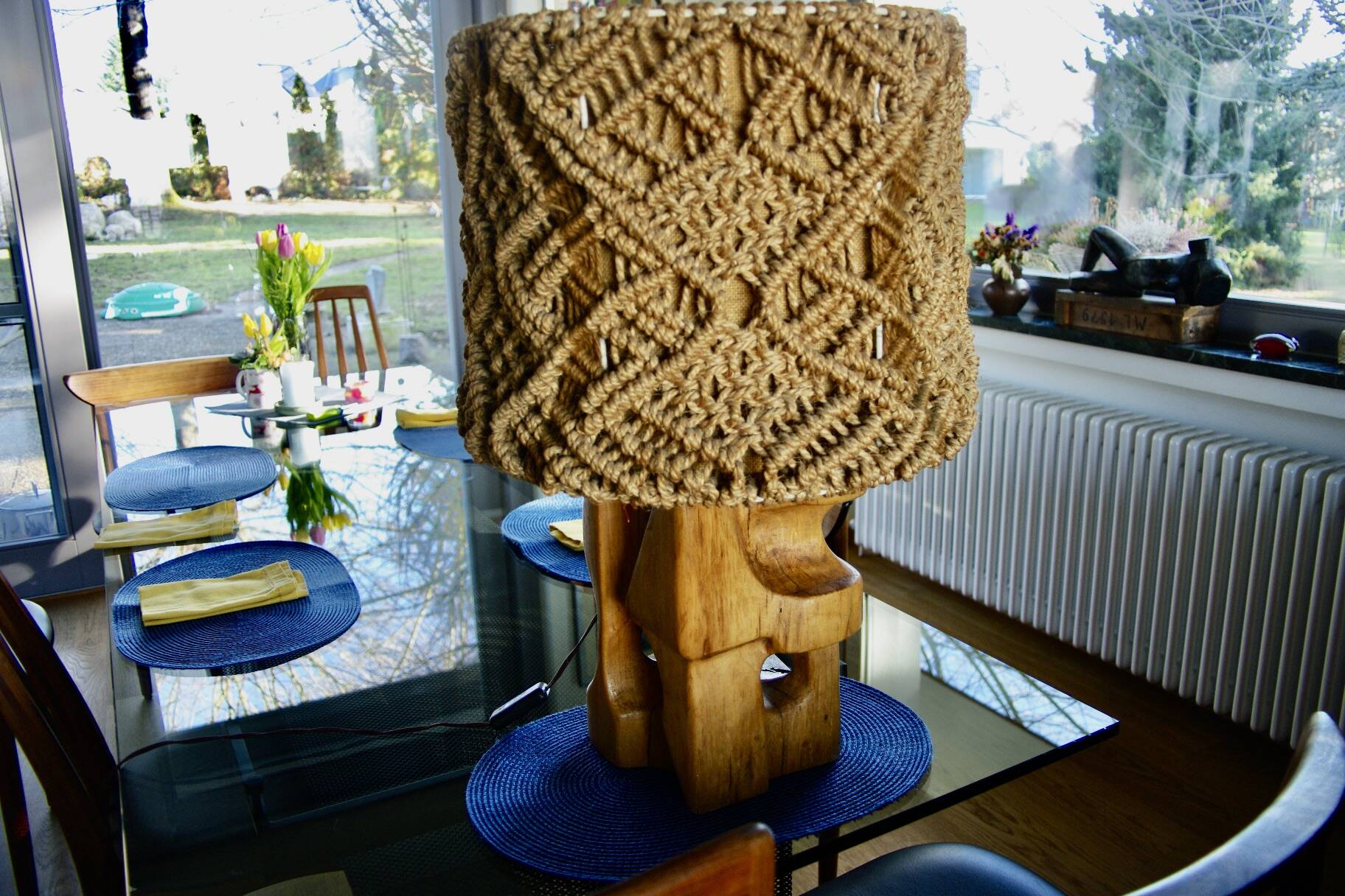 Brutalist lamp and rope 1960