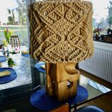 Lampe brutaliste en orme et corde 1960