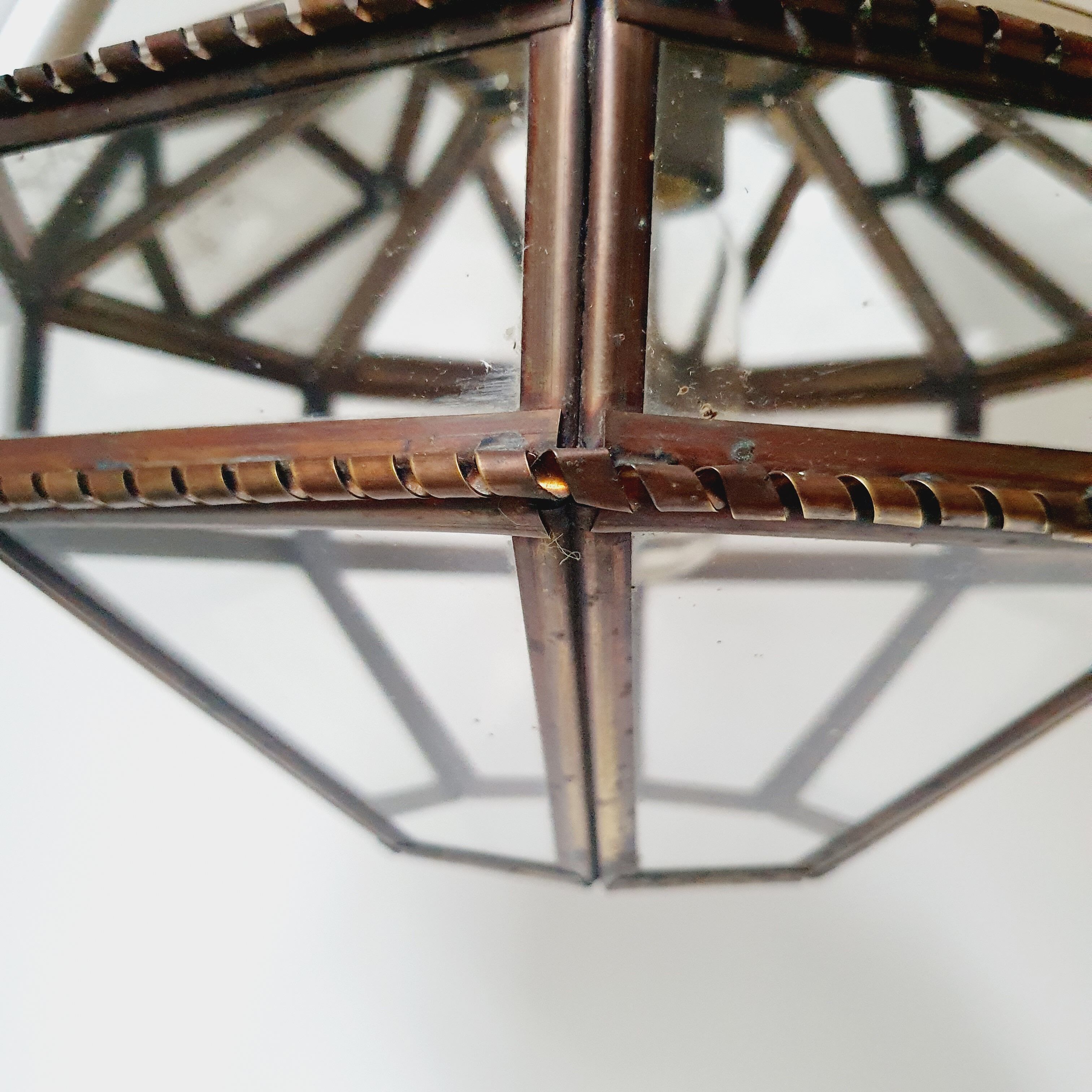 Art Deco glass and brass pendant lamp
