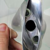 Modernist vase in aluminum and glass 1980