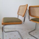 Pair of Marcel Breuer cane and fabric chairs