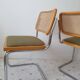 Paire de chaise Marcel Breuer cannage et tissu