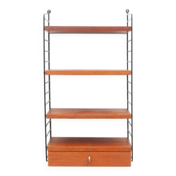String wall shelf with drawer by Kajsa & Nisse Strinning, 1950s