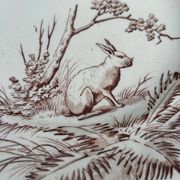 12 assiettes plates en terre de fer modèle Chasse