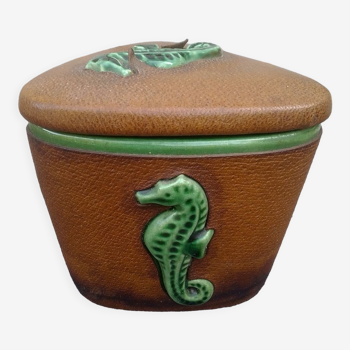 Ceramic box and leather seahorses