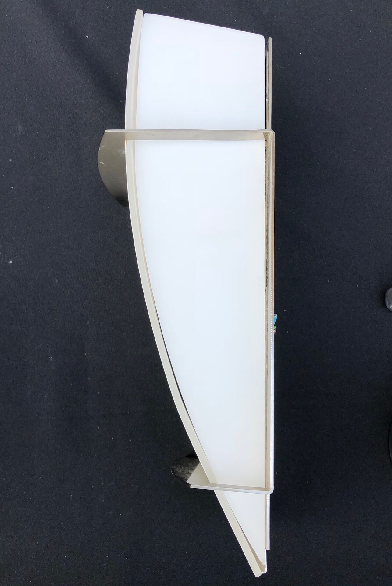Wall lamp in satin glass and nickel-plated metal designed by Leonardo Marelli