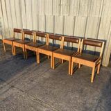6 wooden and leatherette chairs