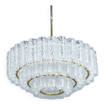 Lustre en Verre et Laiton de Doria Leuchten, 1960s