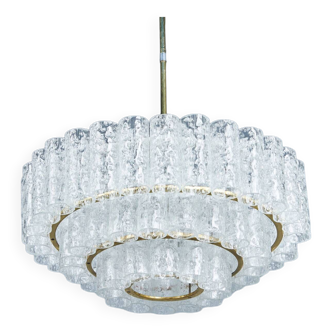 Glass and Brass Chandelier from Doria Leuchten, 1960s