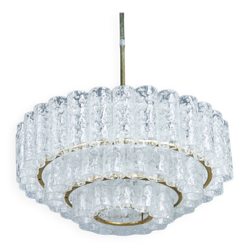 Glass and Brass Chandelier from Doria Leuchten, 1960s