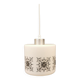 Scandinavian hanging lamp in white glass with inlayed black motifs.