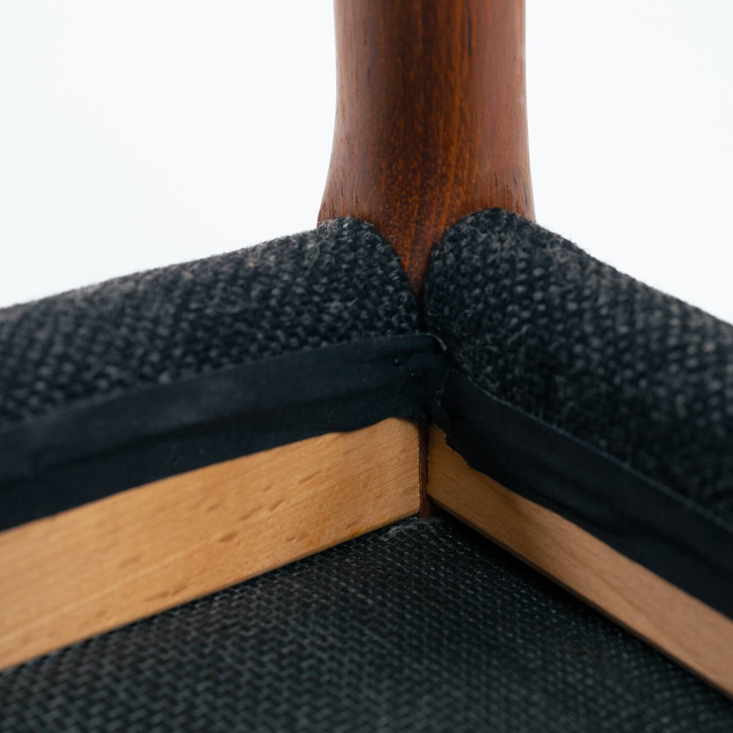 Niel O Moller teak stool 80a with black wool fabric, Denmark, 1960s