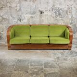 Canapé en rotin et velours par Maugrion pour Roche Bobois, 1980