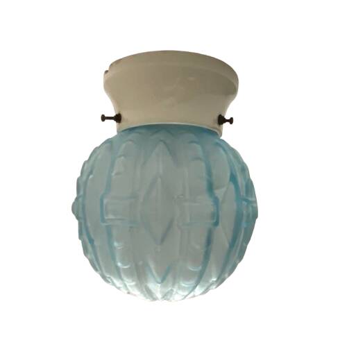 Art Deco glass and porcelain ball ceiling light