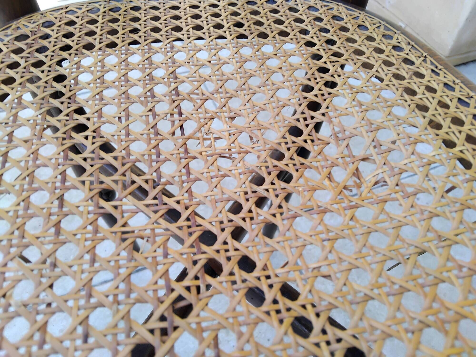 6 antique bistro chairs with curved wood and caning from 1900 L&H Cambier Frères