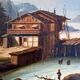 August Achilles (1798-1861) - Oil on canvas - Lakeside landscape in Switzerland