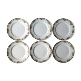 6 Dessert plates Orchies Moulins des loups, early 20th