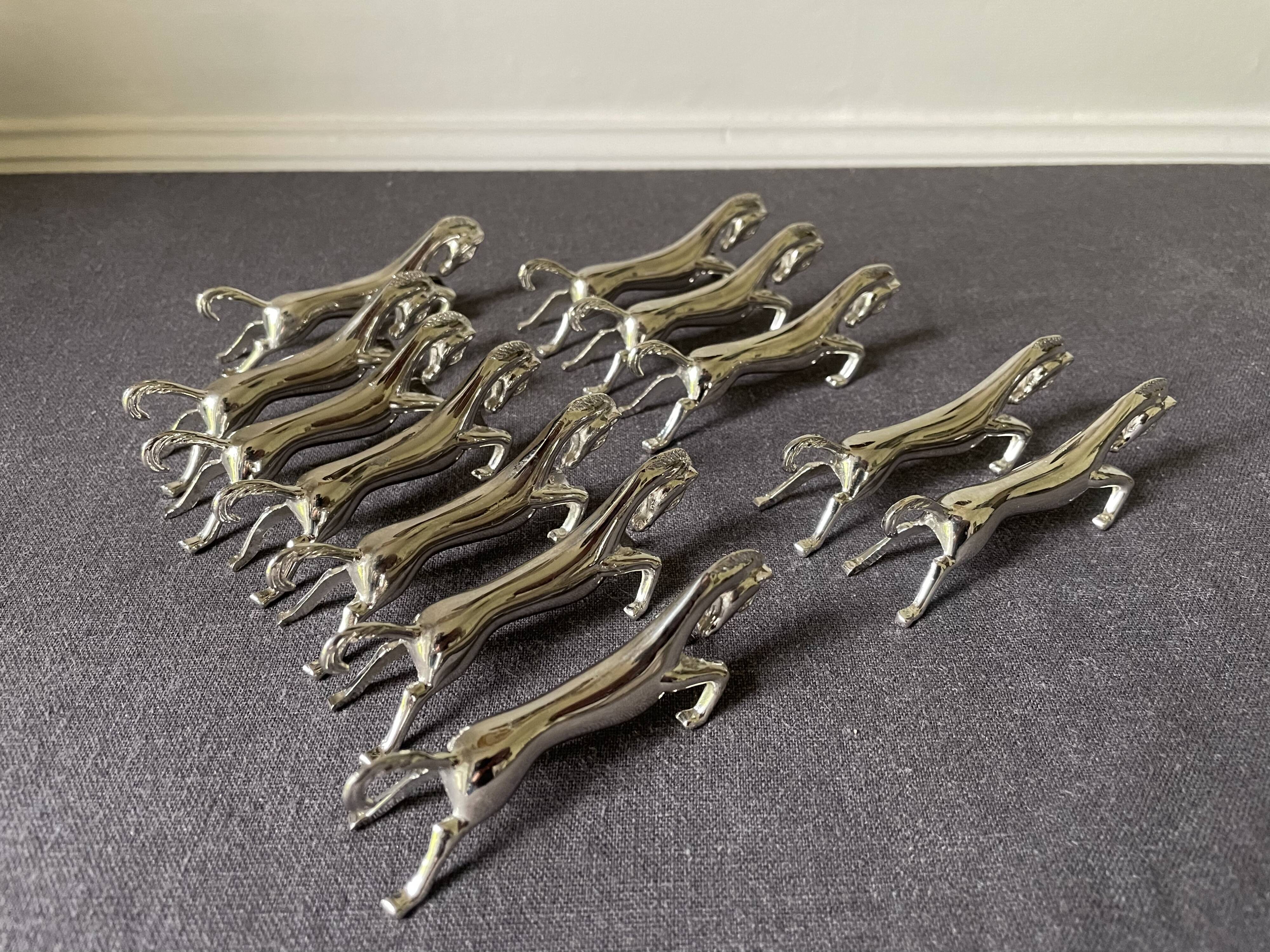 Vintage silver metal horse knife holder