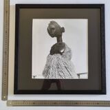 Vintage ethnographic photograph, large framed Baga mask, 44 x 44 cm.