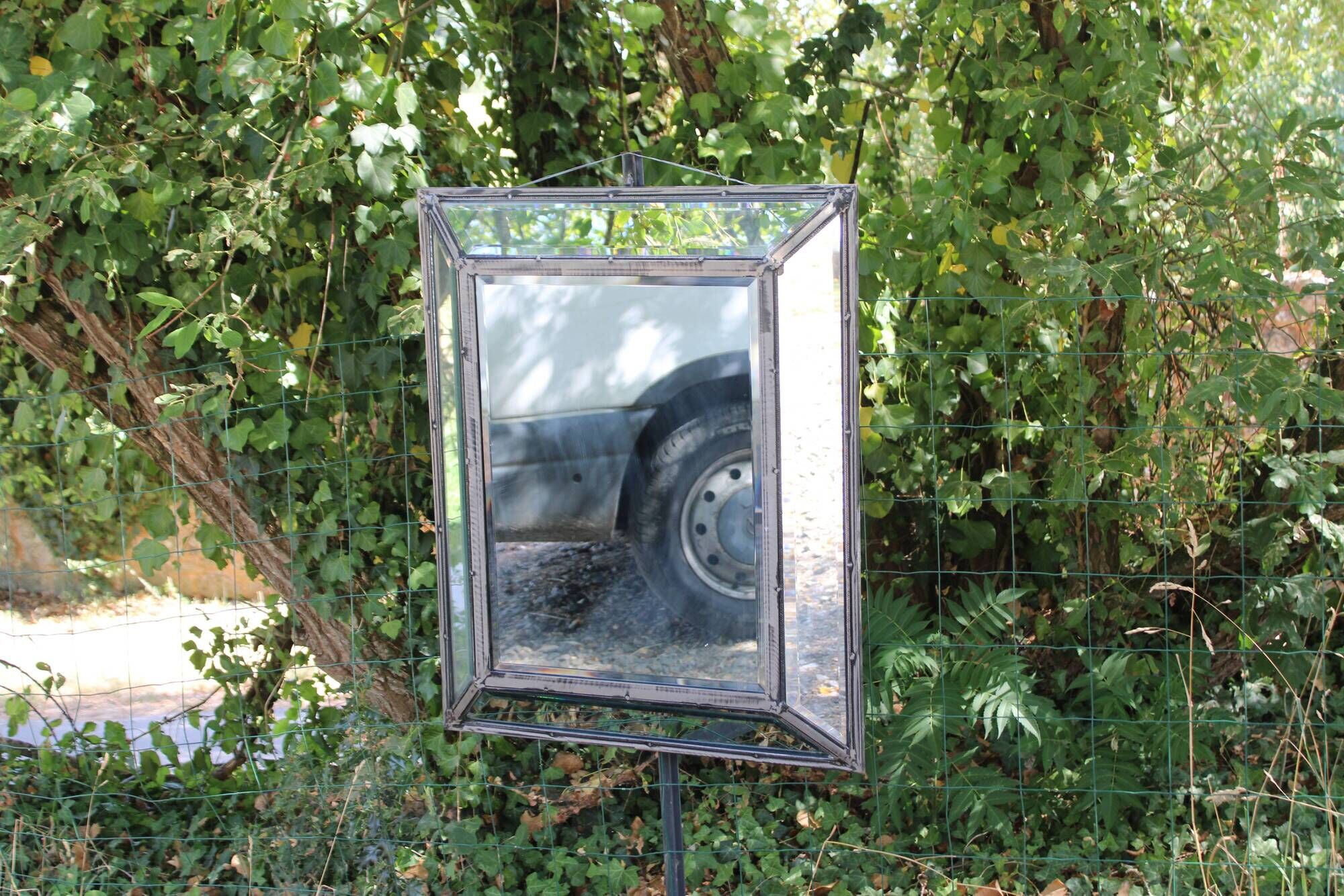 Miroir vintage en métal à parcloses – 5 glaces biseautées