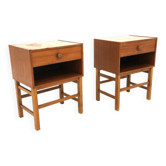 Set of 2 teak bedside tables, Sweden, 1960