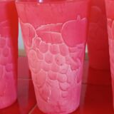 Cervé vintage red frosted glass orangeade set with fruit decoration