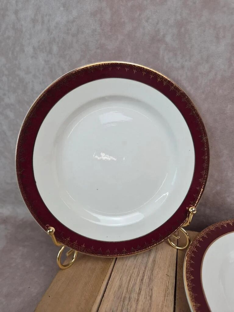 Lot de 12 assiettes à dessert Digoin Sarreguemines « rubis »